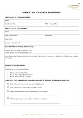 Fillable Online Junior Membership Application Form Laguna Fax Email