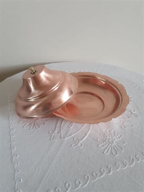 Copper Serving Bowl With Lid Hand Crafted Turkish Dish Cottage Decor Farmhouse Decor Copper