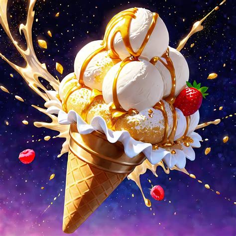 Ice Cream Cone With Gold Dust Ice Cream Abstract Background