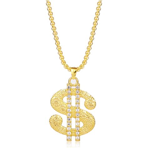 dongsheng 2018 New dollar sign Gold Chain Rhinestoned Big Dollar Sign ...