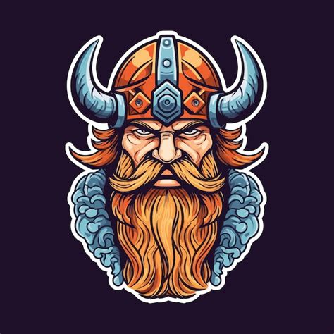 Ilustración logotipo de la mascota vikinga Vector Premium