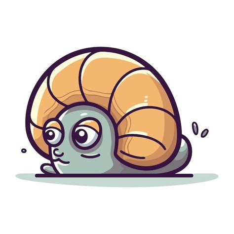 Ilustra O Vetorial De Caracol De Desenho Animado Isolada Em Fundo