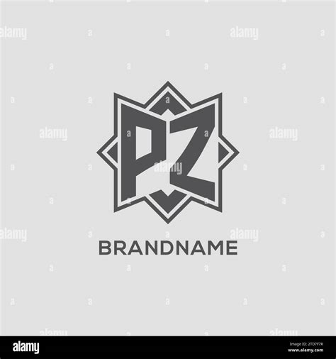 Monogram Pz Logo With Eight Point Star Style Design Vector Graphic