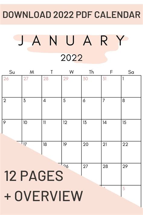 Printable 2022 Calendar, PDF, Instant Download, Direct Download ...