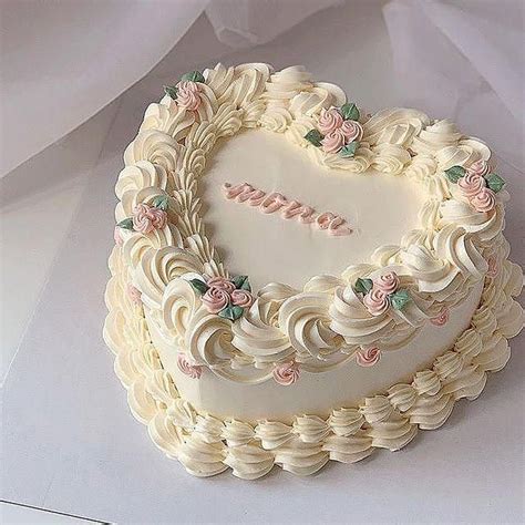 Vintage Heart Shaped Birthday Cake