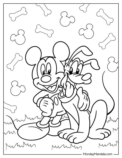 Pluto Coloring Mickey Turtle Pages Safari Beach Kids Disney Mouse