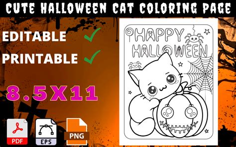 Halloween Pumpkin And Cat Coloring Pages