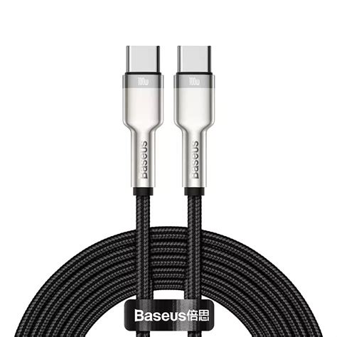 Baseus Cable Carga Rápida Metálico Baseus Tipo C A Tipo C De 200 Cm 100w Negro