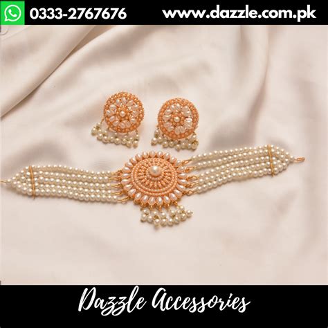 White Pearl Choker With Earrings Dazzle Accessories