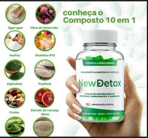 New Detox 60 Cápsulas 500mg Kit 03 Potes Tratamento Ideal