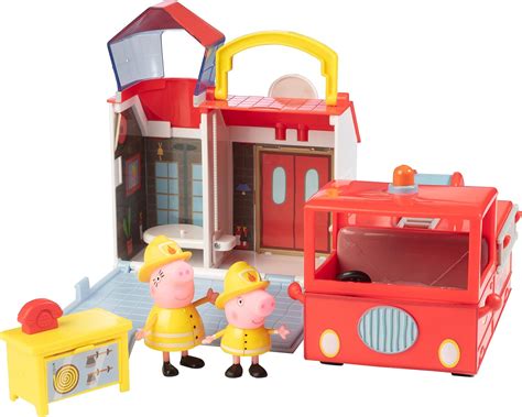 Peppa Pig Fire Station Playset 5 Pieces Includes Foldable Firehouse