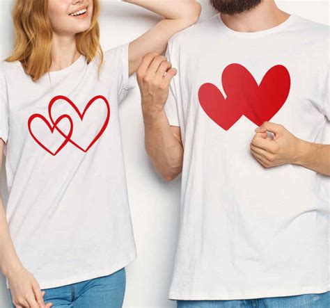 Camisetas Para Parejas Diseño De Corazones Tenvinilo