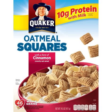 Oatmeal Squares Cinnamon Breakfast Cereal 145oz Quaker Oats