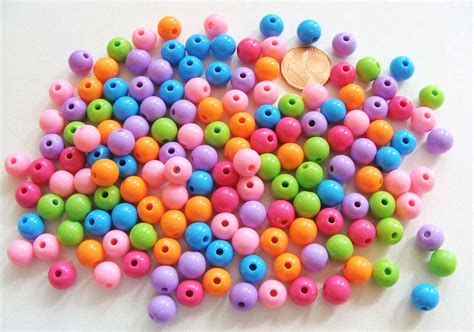 Perles Acrylique Rondes 8mm MIX Couleurs Unies Par 150 Pcs Perles