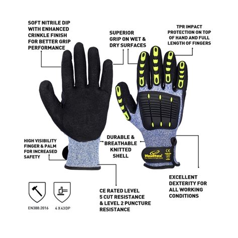 Cut 5 Impact Resistant Gloves Safety Supply