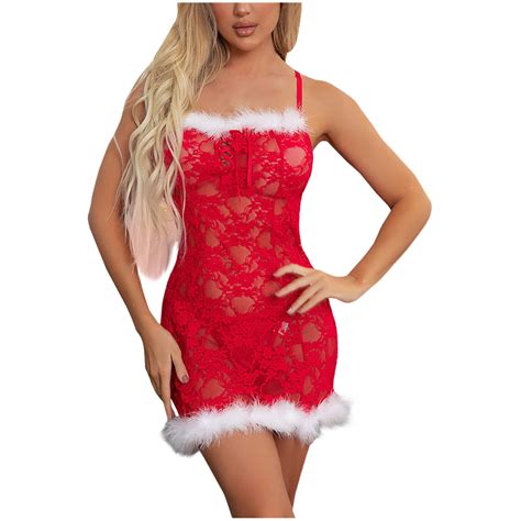 JeashCHAT Plus Size Lingerie For Women Christmas Suit Role Stage Dress