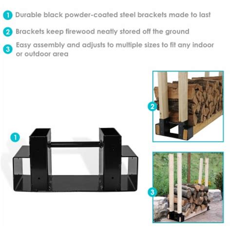 Sunnydaze Powder Coated Steel Adjustable Firewood Log Rack Brackets