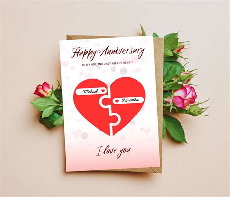 Printable Personalized Anniversary Card Foldable Greeting Gift Custom ...