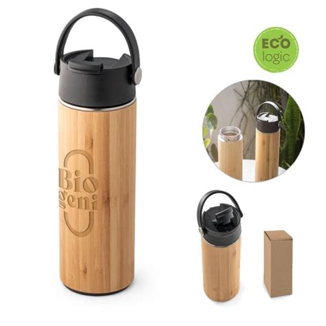 Garrafa Squeeze Bambu E Inox Personalizada Para Brindes Ml Laver