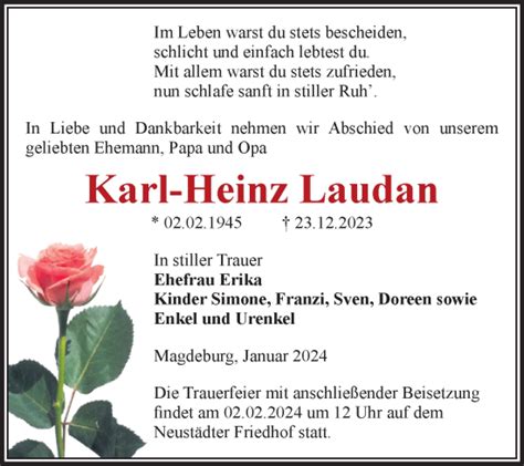 Traueranzeigen Von Karl Heinz Laudan Abschied Nehmen De