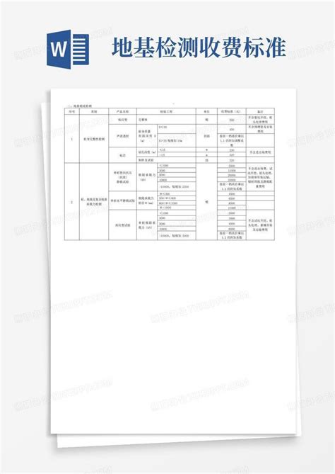 地基检测收费标准word模板下载编号lmwayddk熊猫办公