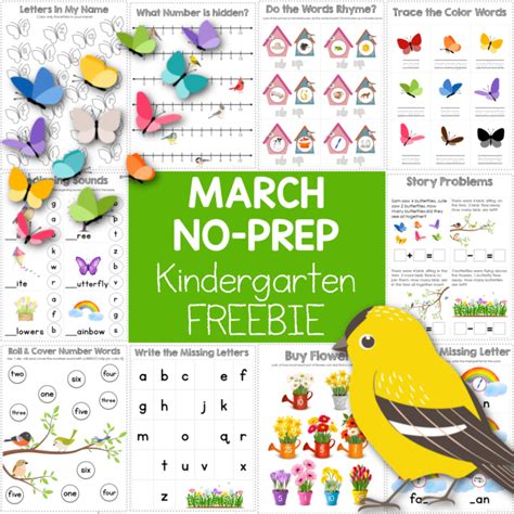 Spring Theme Kindergarten No Prep Printable Activity Pack For March 1 1 1 1