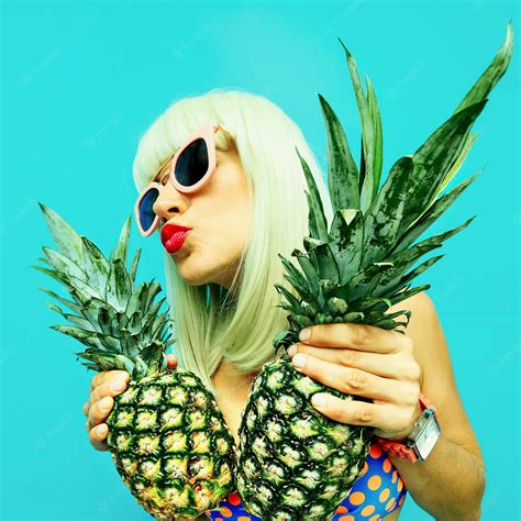 Premium Photo Sexy Girl With Pineapple Hot Beach Party Style