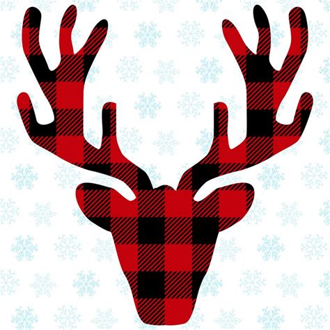 Buffalo Plaid Reindeer Svg Christmas Printable Clipart Xmas Etsy