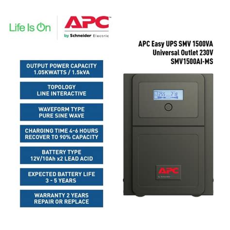 Jual Ups Apc Easy Ups Smv Va W Sinewave V Smv Ai Ms