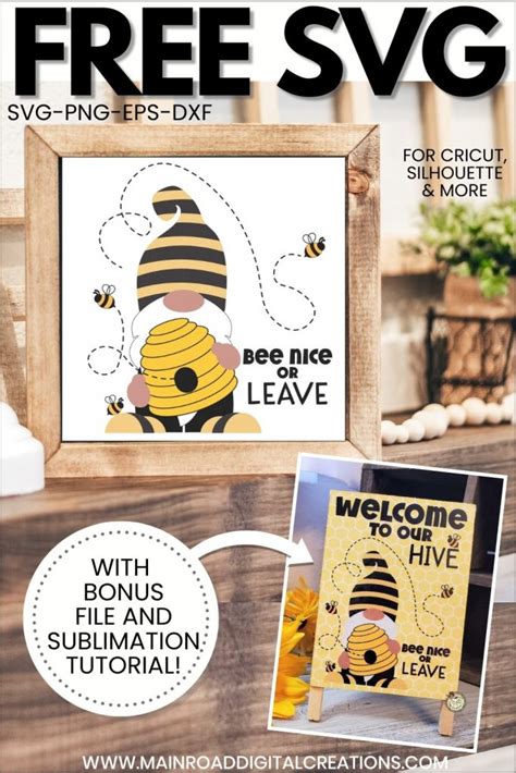 Free Summer Gnome Svg Bee Nice Or Leave Main Road Digital Creations