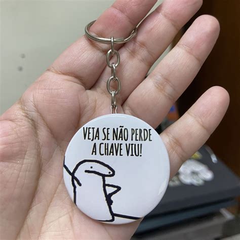 Chaveiro Personalizado 4 5cm Flork Meme Veja se não perde a chave viu