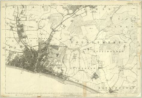 1873 Map Scan Brighton, Sussex, England, UK High-resolution Victorian 19th Century Ordnance ...