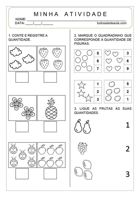 Atividades de Contar Educação Infantil School activities Pedagogy