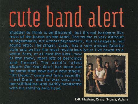 Dischord Records On Twitter Shudder To Think “cute Band Alert” From Sassy Magazine March 1993