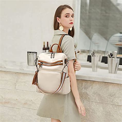 Opage Leather Backpack Purse For Women Fashion Tassel Ladies Shoulder Bags Designer Large