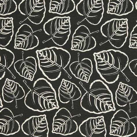 54 D651 Black Leafy Scotchgarded Outdoor Indoor Marine Fabric By The