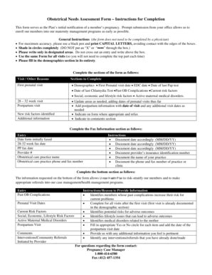 Fillable Online Obstetrical Needs Assessment Form Scunison Prov Fax