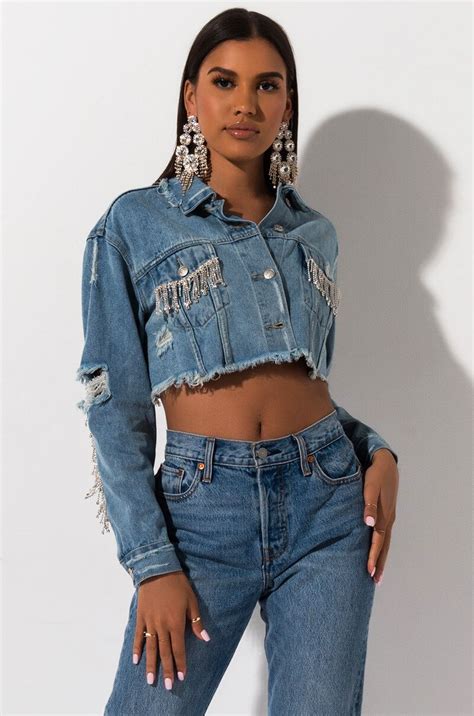 Lost In Los Angeles Rhinestone Cropped Denim Jacket Cropped Denim Cropped Denim Jacket Denim