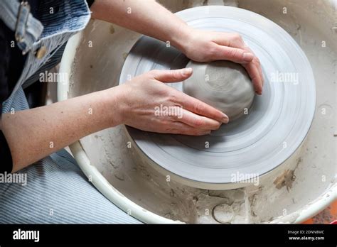 Womans Hands Modeling Clay Stock Photo Alamy