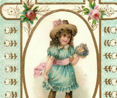 S S Embossed Victorian Card Lovely Girl In Blue P Ephemera