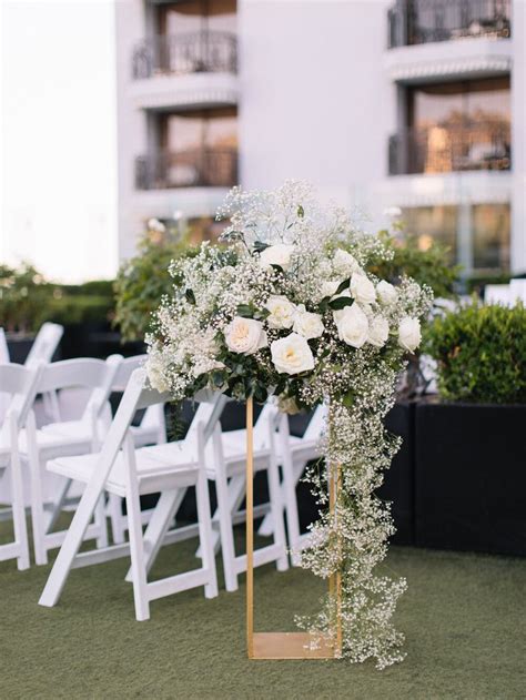 Glam Garden Party Wedding Ceremony Decor With White Flowers And