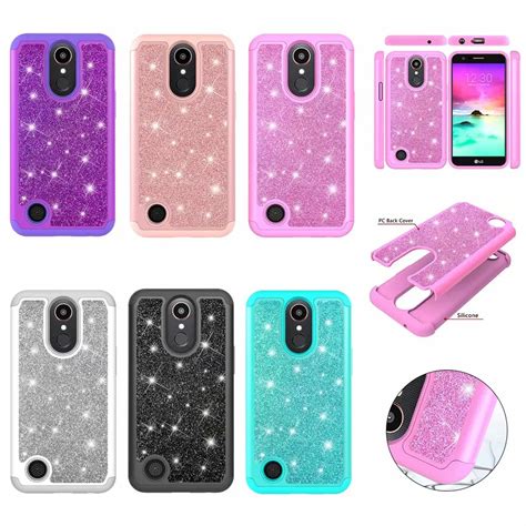 Luxury For Lg K Case Armor Hybrid Shockproof Diamond Bling