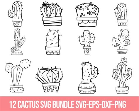 Cactus Pots Svg Bundle Succulents Svg Cactus Svg Potted Etsy