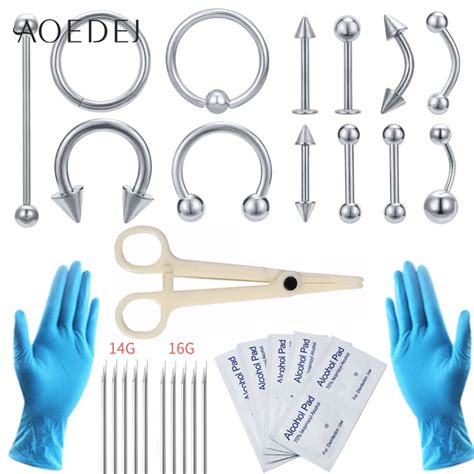 AOEDEJ Professional Piercing Navel Tool Kit Stainless Steel Belly Ring