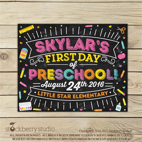 First Day of Preschool Sign Printable 1st Day of Preschool - Etsy