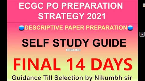 Ecgc Po Exam Last 14 Days Preparation Strategy In English Youtube