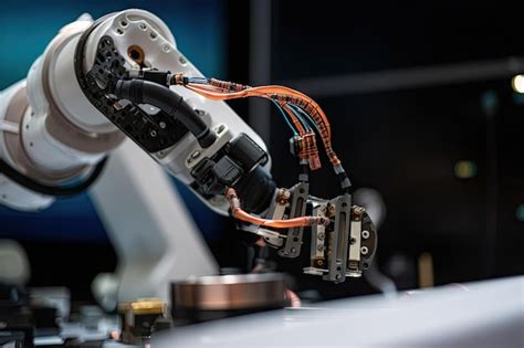 Premium Ai Image Closeup Of Robot Arm With Tools And Parts Visible