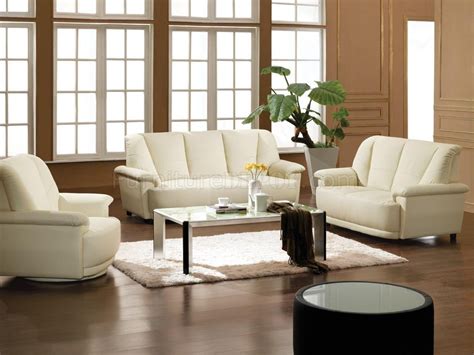 Bonded Leather 3 Piece Living Room Set 2828 White