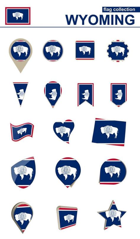 Wyoming Flag Collection. Big set for design. 45838136 Vector Art at ...