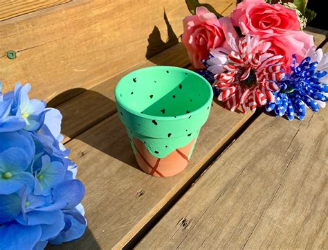 Ice Cream Flower Pot 35 Inch Mint Chocolate Chip Terra Etsy